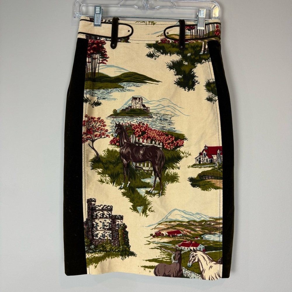 Cartonnier Anthropology velvet pencil stable skirt size 2
